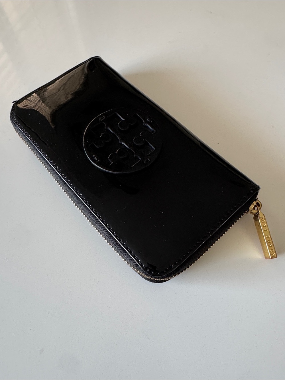 Tory Burch Black Patent Zip Clutch